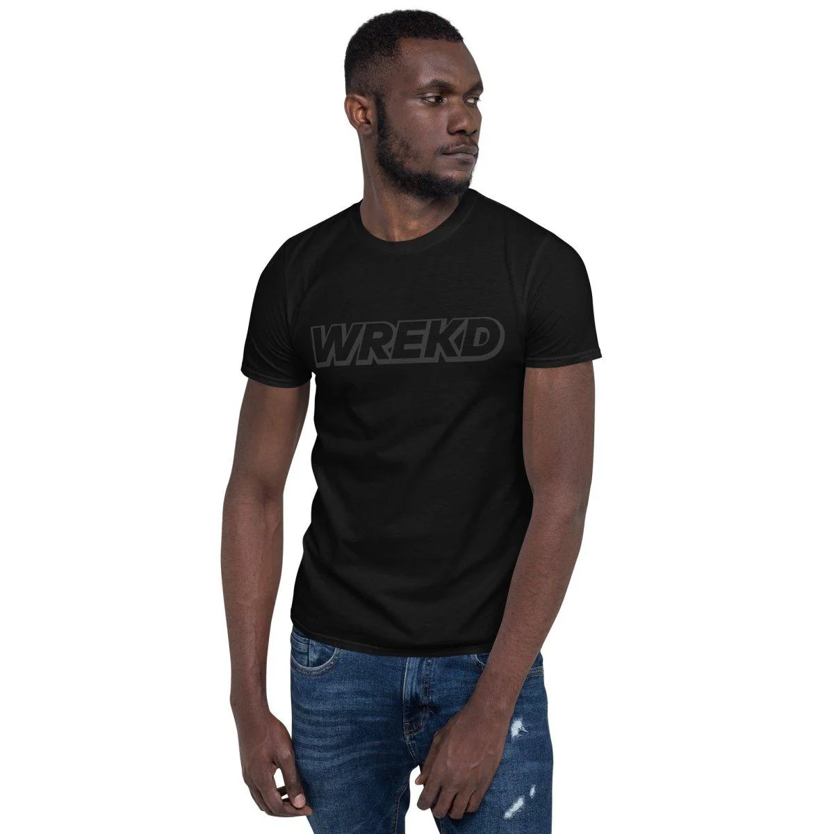 WREKD Black on Black Short-Sleeve Unisex Tee - Image 4